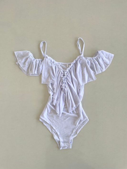 White Sheer Bodysuit-Bust 34 to 36