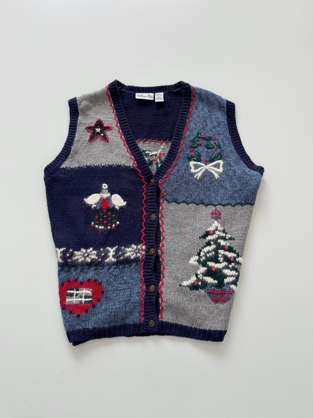 Willow Bay Embroidered Christmas Vest Sweater-Bust 54