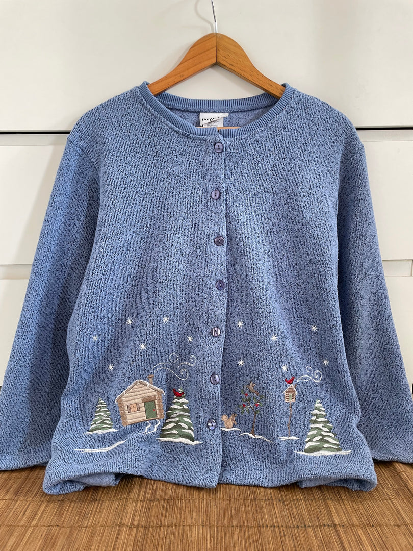 Bon Worth Inner Fleece Embroidered Christmas Sweater-Bust 48
