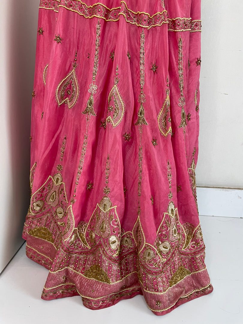 HAND EMBROIDERED PINK LEHENGA