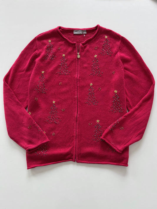 Croft & Barrow Embroidered Christmas Zipper-Bust 50