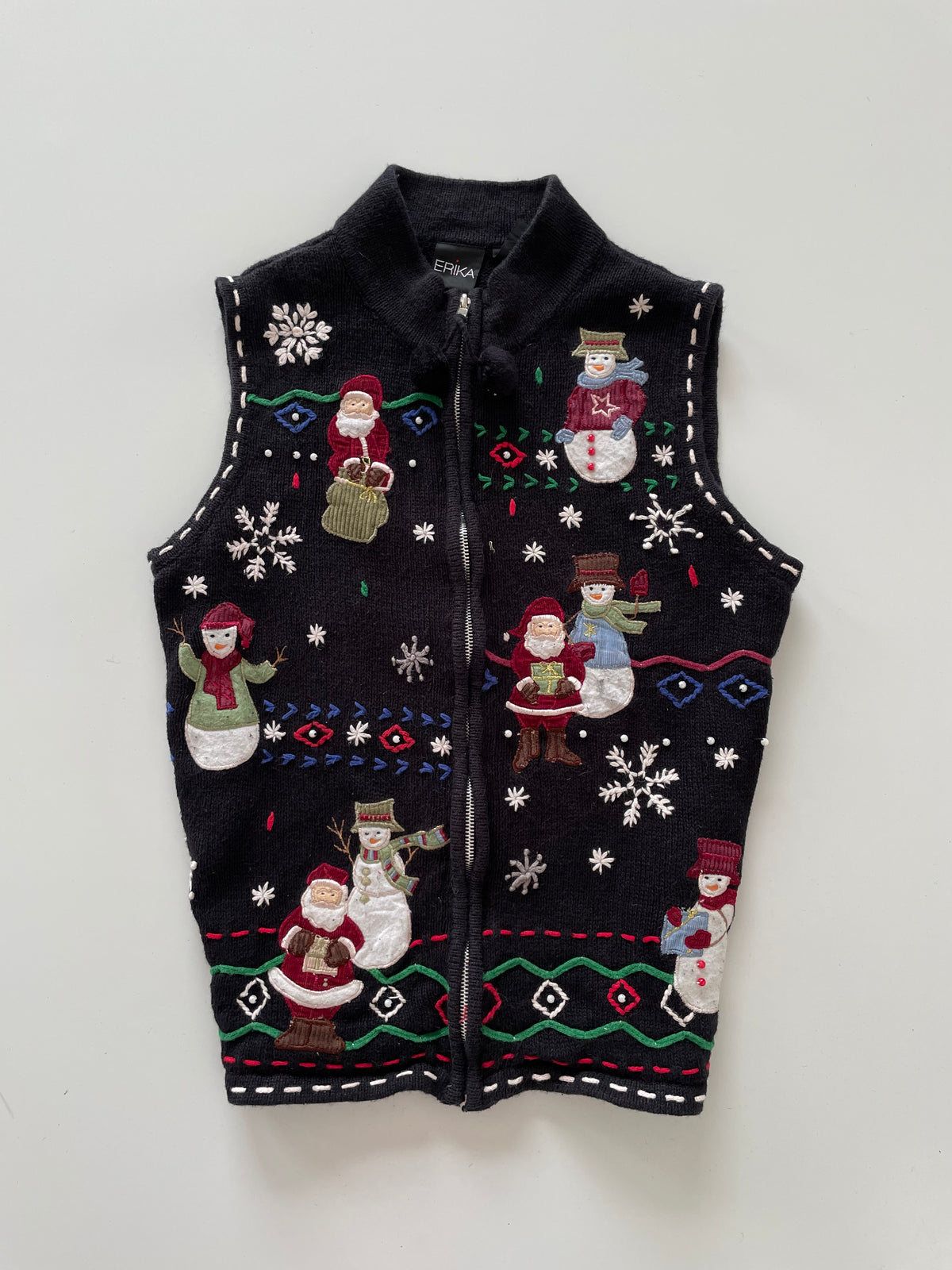 Erika Christmas Embroidered Vest Sweater-Bust 38