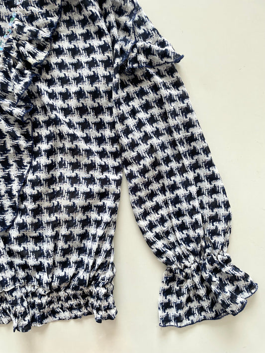 Houndstooth Sheer Vintage Top-Bust 40