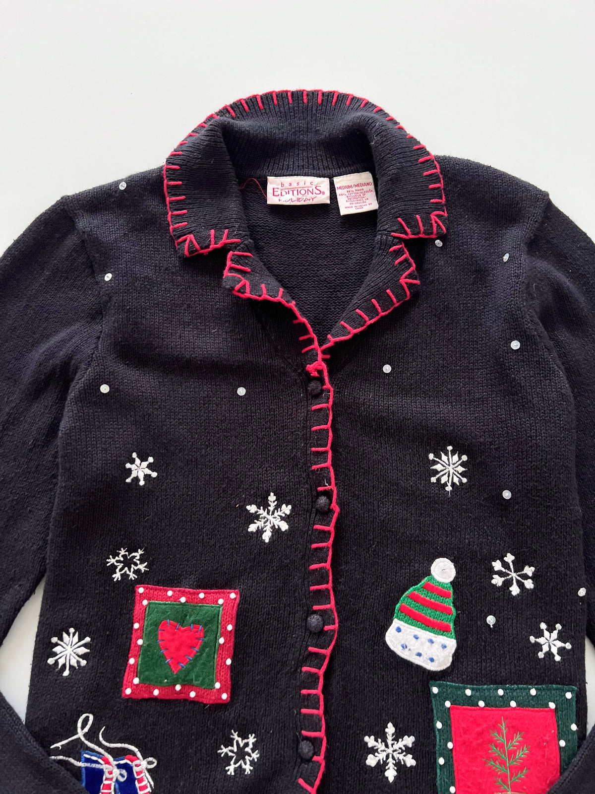 Editions Embroidered Christmas Cardigan Sweater-Bust 44