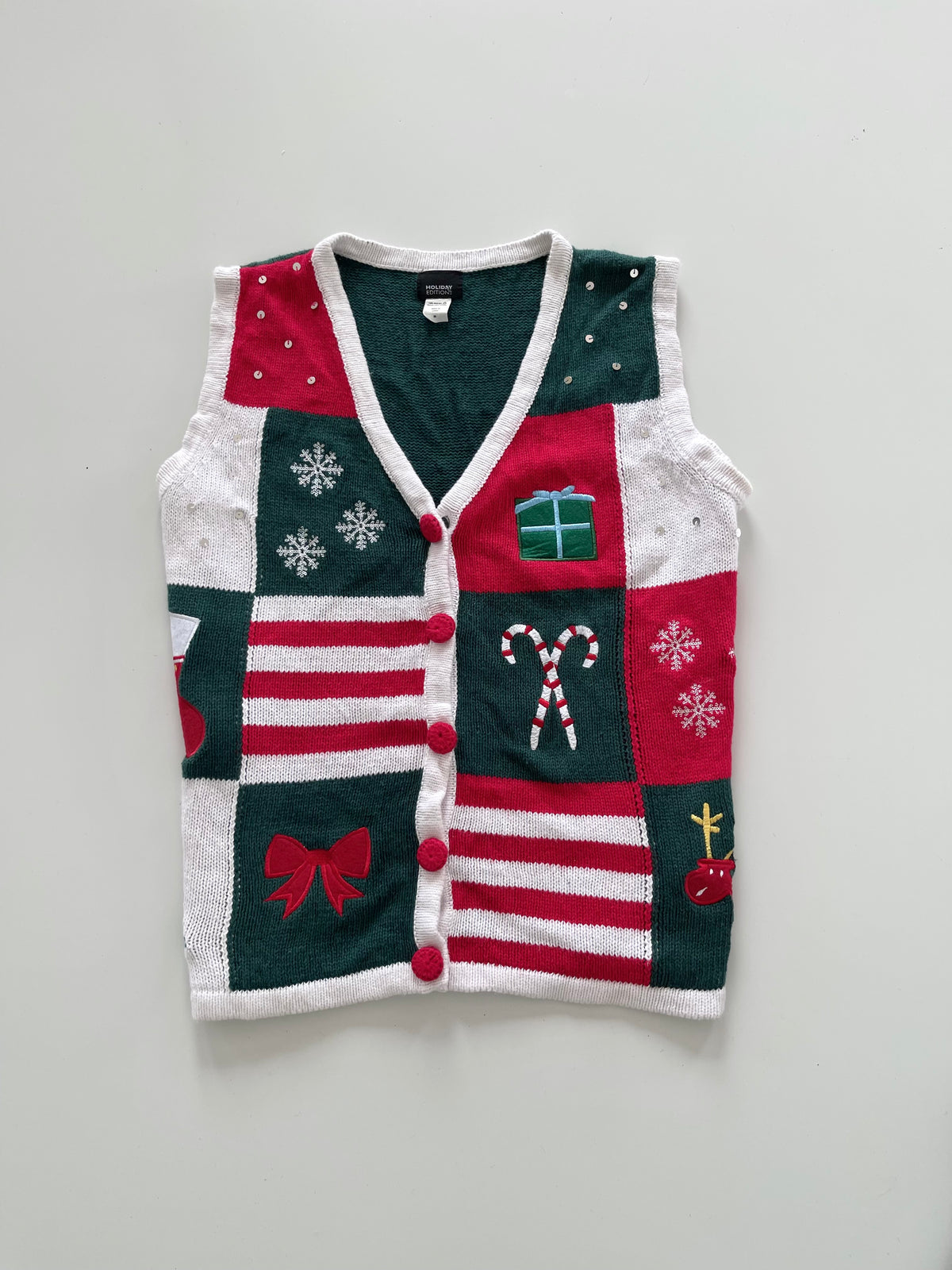 Holiday Editions Embroidered Christmas Vest Sweater-Bust 42