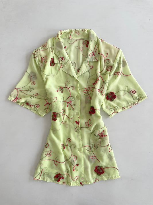 Embroidered Sheer Shirt-Bust 52