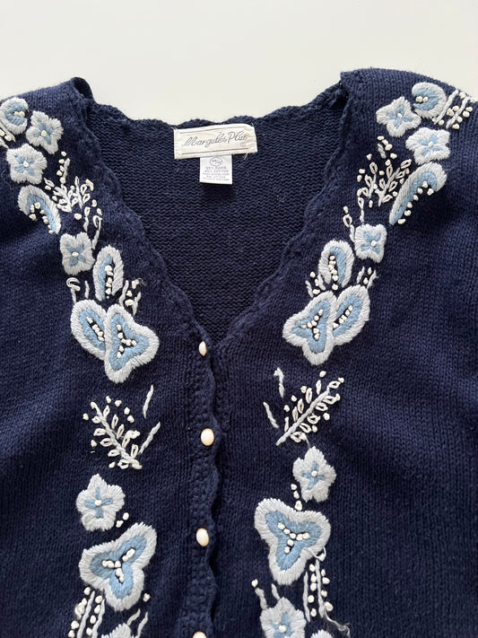 Makgules Plus Hand Embroidered Vest Sweater-Bust 48