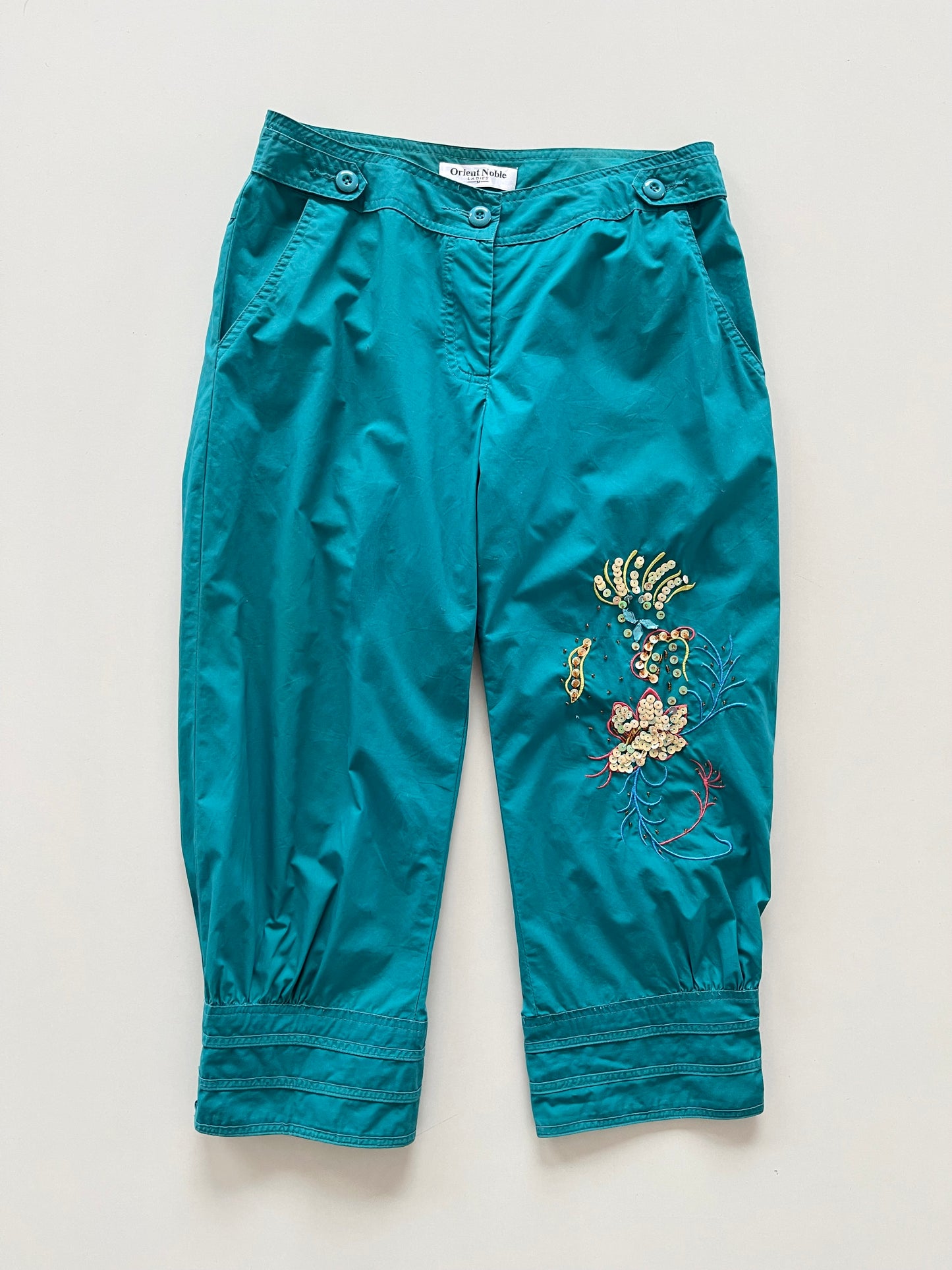 Orient Noble Embroidered Capri Pants-Waist 30