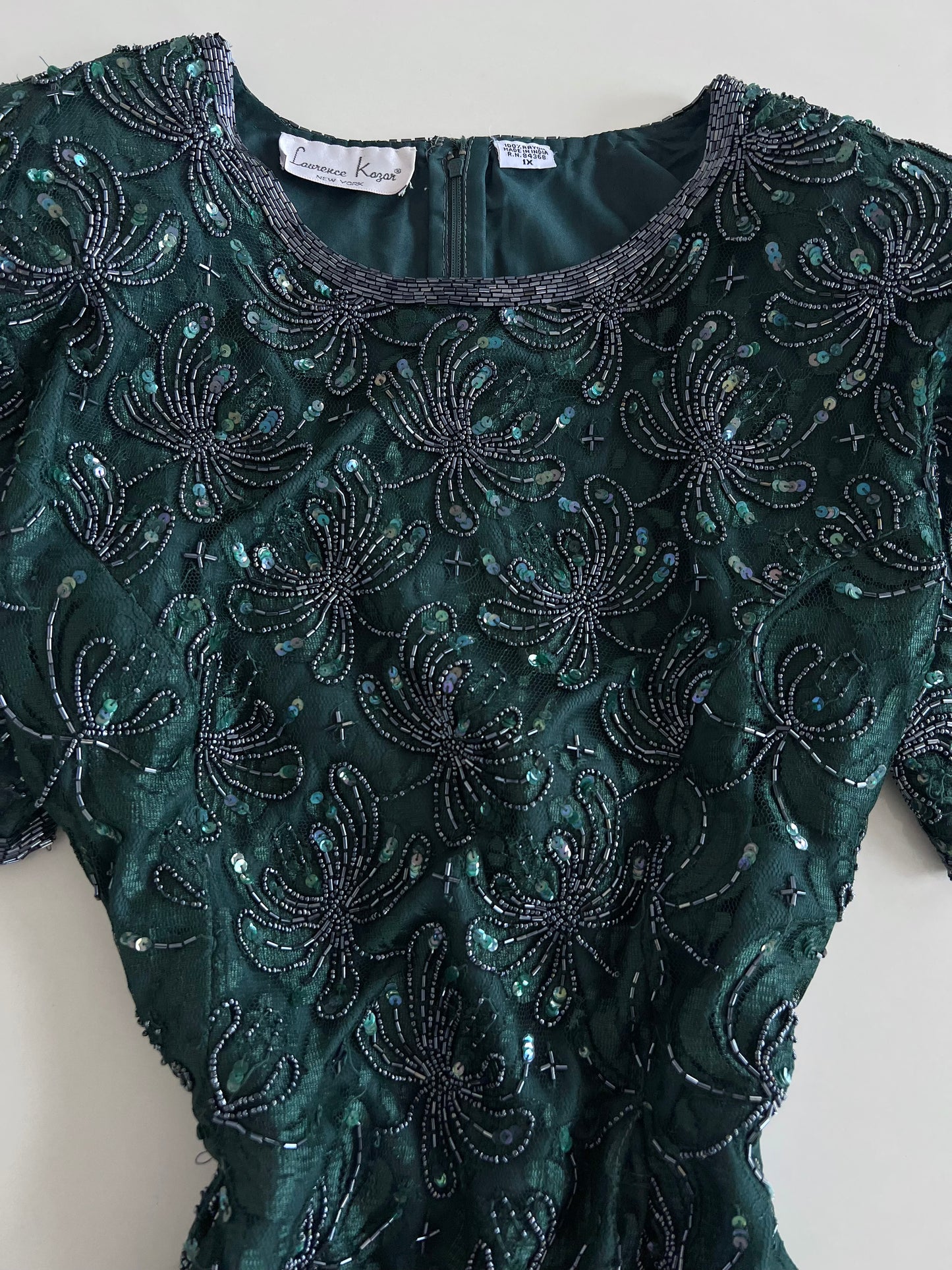 Laurence Kajar Heavily Embroidered Pure Silk Dress-Bust 46