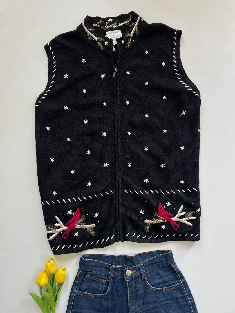 Christopher & Banks Hand Embroidered Sweater Vest-Bust 54