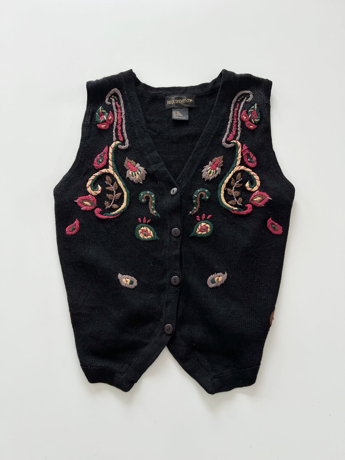 Requirements Hand Embroidered Vest Sweater-Bust 46