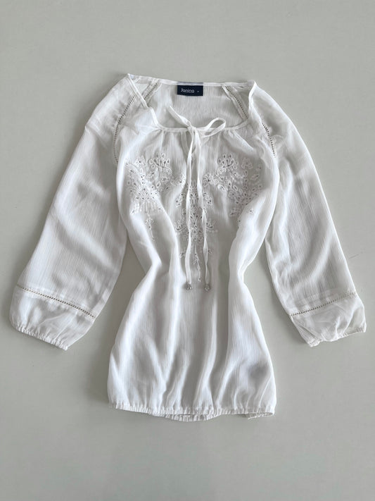 Janina Sheer Embroidered Top-Bust 38