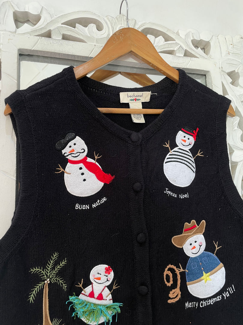 Bechamel Embroidered Christmas Sweater Vest-Bust 40