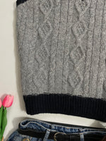 Load image into Gallery viewer, Grey &amp; Black Cable Knit Sweater Vest - Bust 38 to 42
