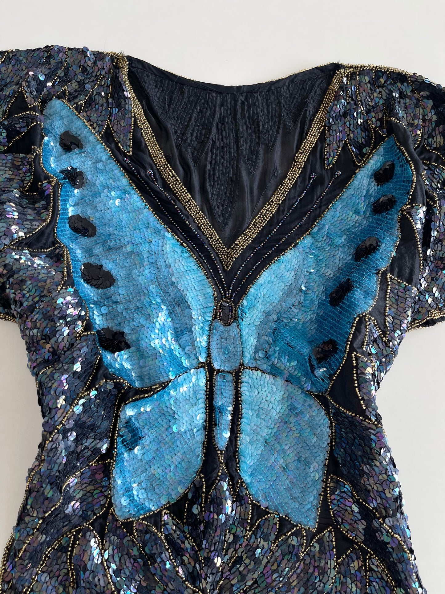 Butterfly Vintage Embroidered Sequin Top-Bust 44