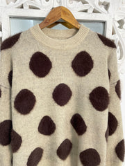 Almond Polka Dot Chunky Sweater-Bust 46