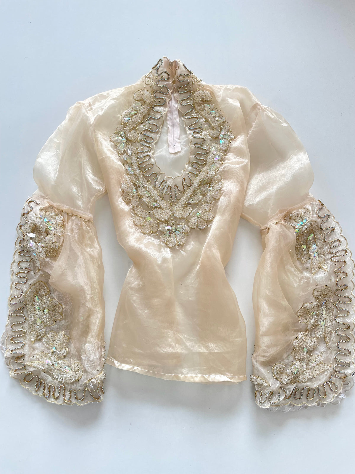 Heavily Embroidered Organza Sheer Vintage Top-Bust 42