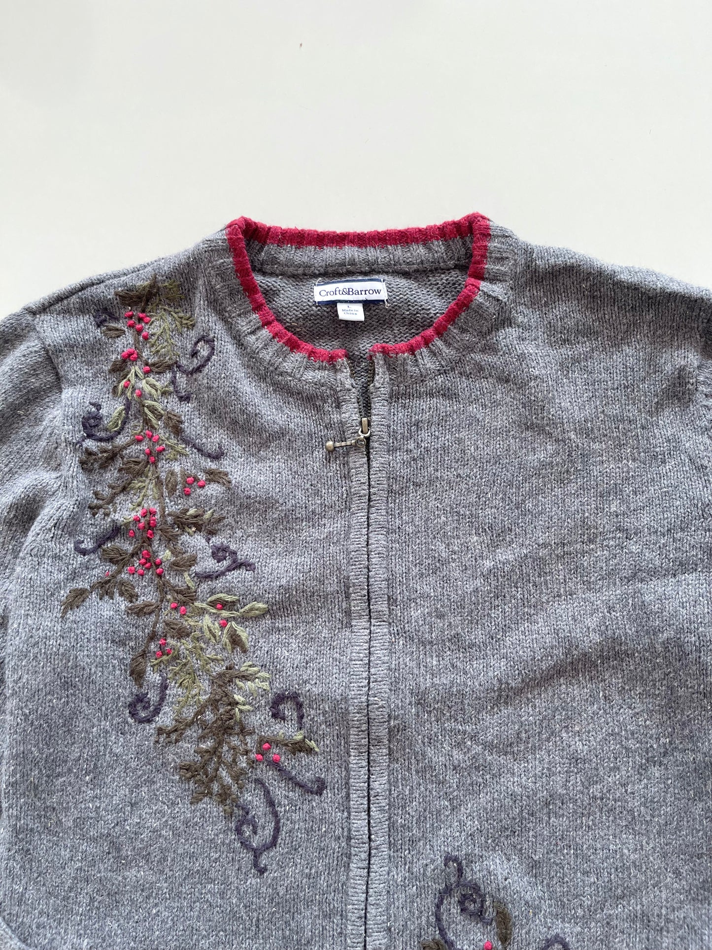 Croft&Barrow Embroidered Sweater-Bust 46