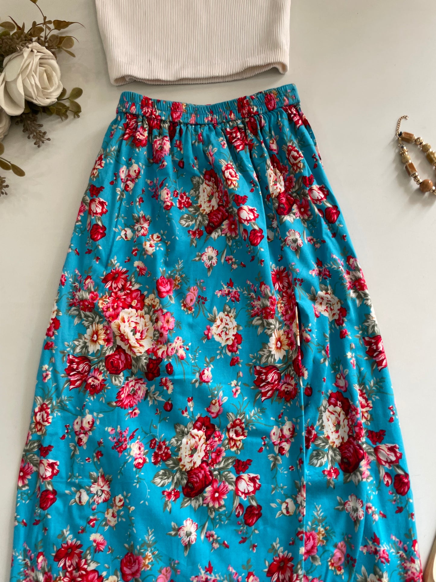 Floral Long Skirt-Waist 22 to 26