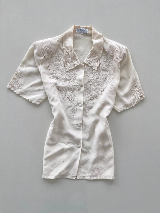 Pure Silk Embroidered Shirt-Bust 40