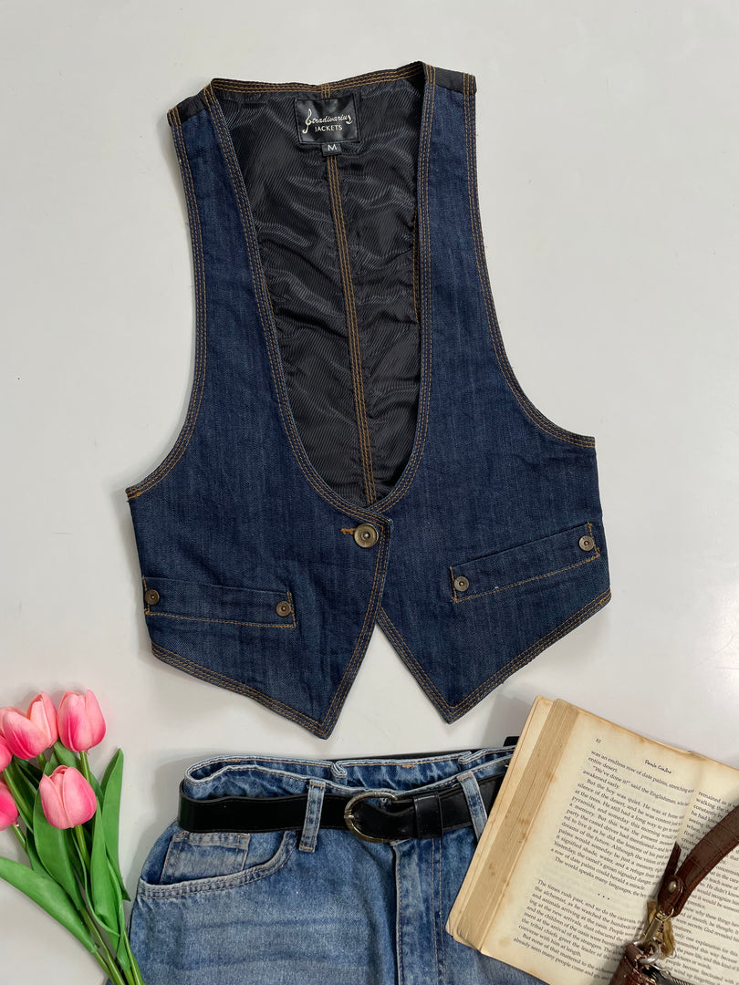 Stradivarius Denim Waistcoat-Bust 30