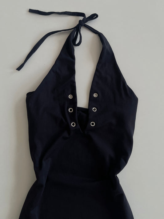Halter Neck Black Dress-Bust 34