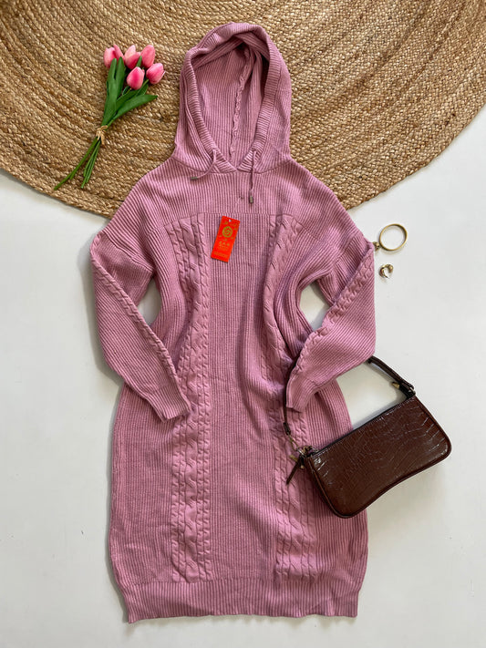 Hooded Pink Warm Winter Dress - Bust 44 to 46