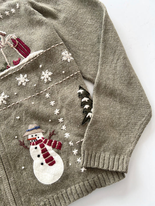 Croft&Barrow Embroidered Christmas Zipper Sweater-Bust 50