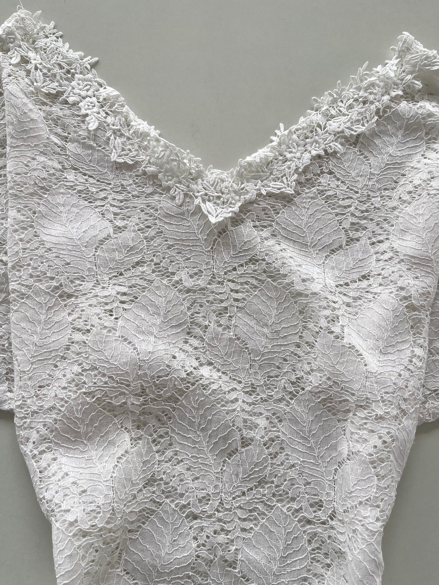 V-Neck Sheer Lace Top-Bust38