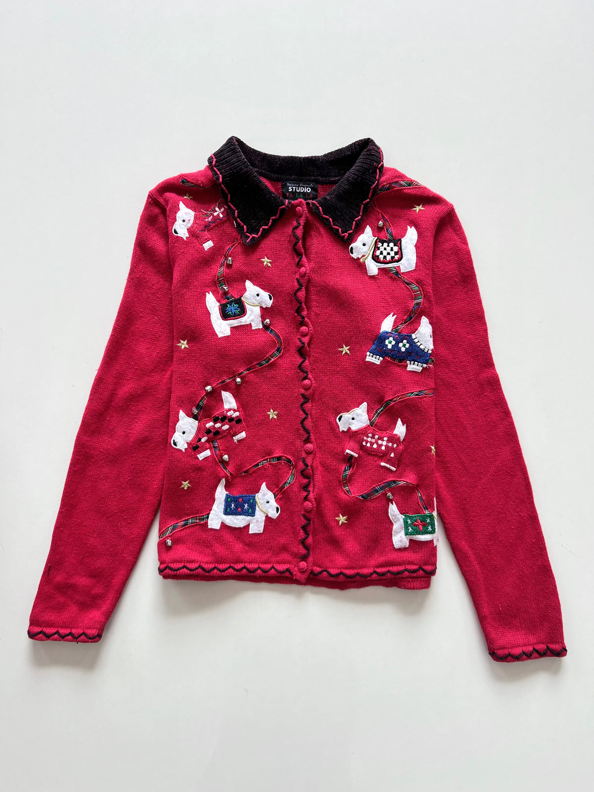 Studio Fa La La Embroidered Christmas Cardigan Sweater-Bust 46