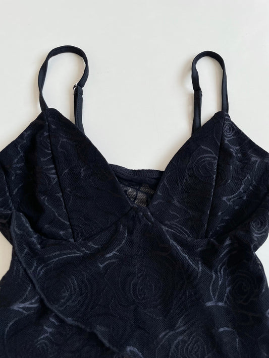 Textured Black Sheer Top-Bust 28 to 30