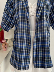 BLACK & BLUE CHECKERED SHIRT - BUST 44
