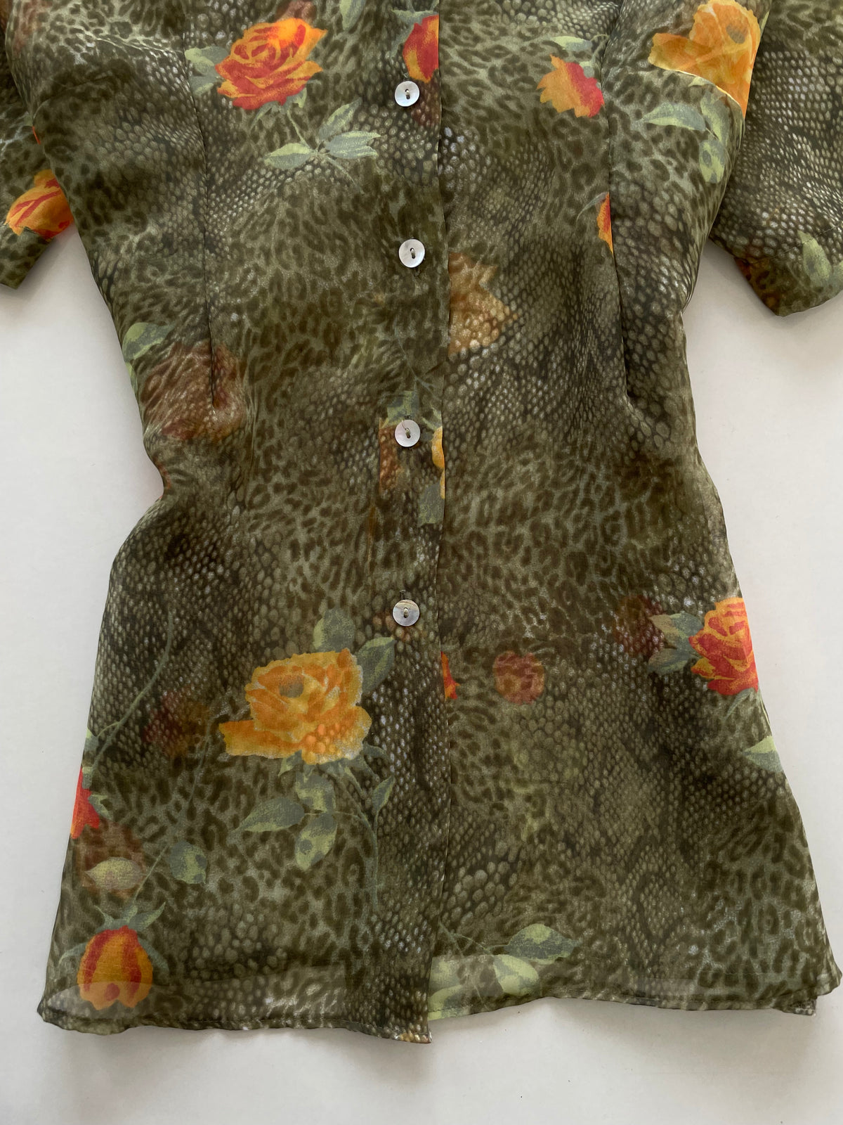 Floral Sheer Vintage Shirt-Bust 46