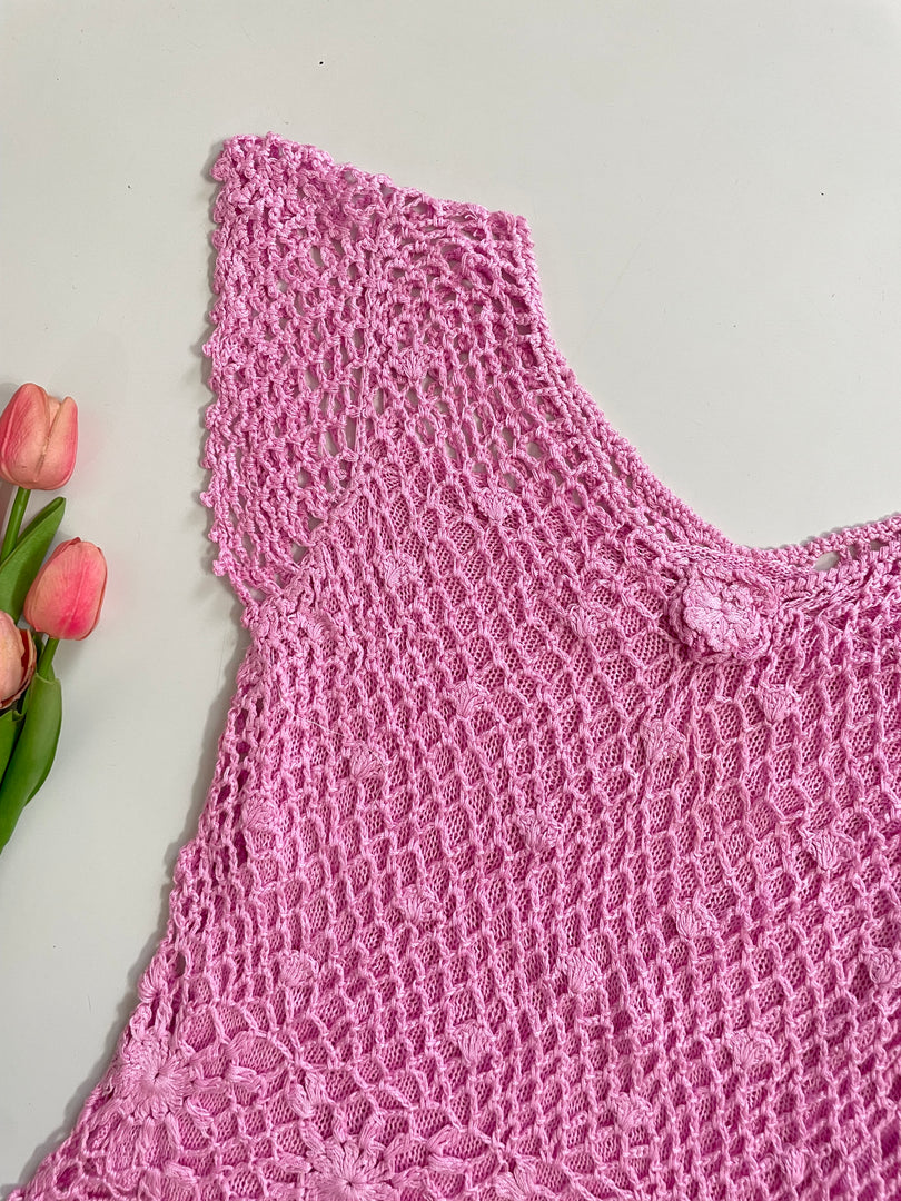 BUBBLEGUM PINK CROCHET TOP - BUST 32 TO 36