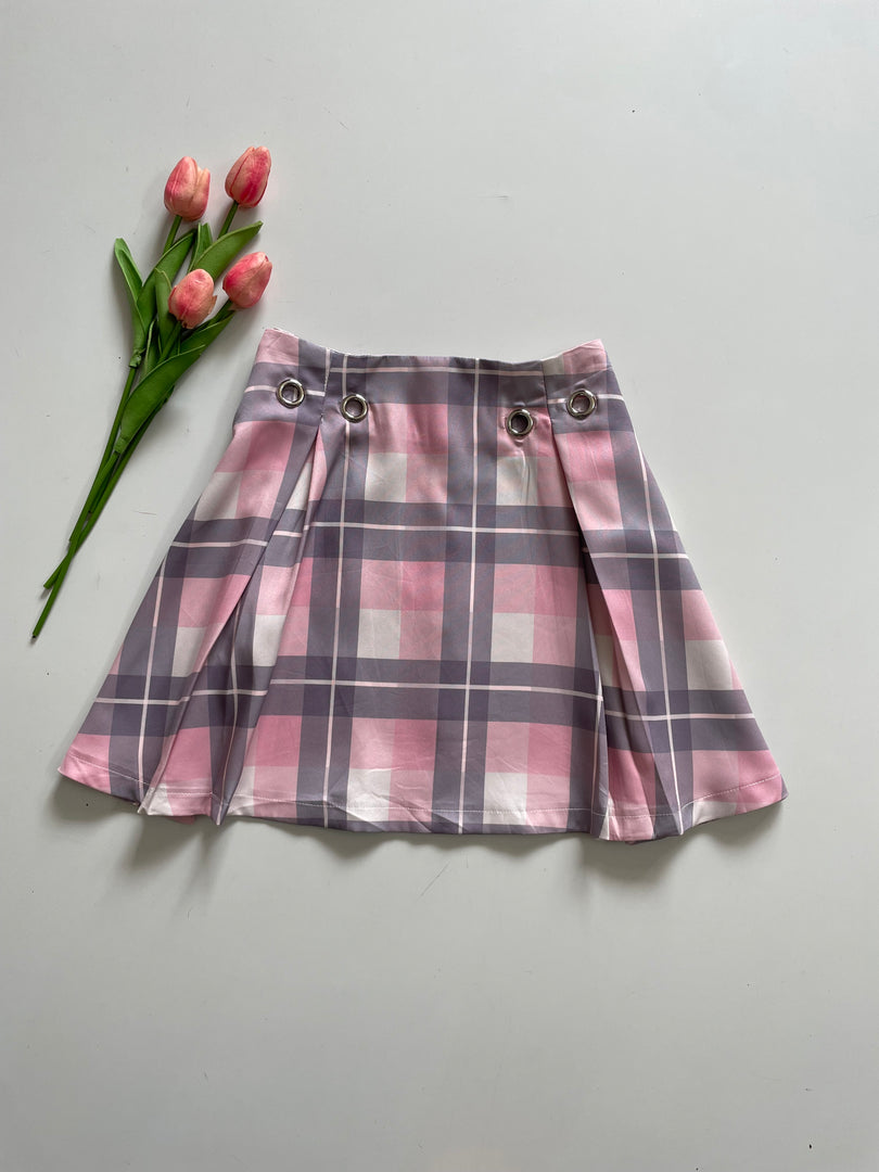 ROMWE PINK CHECKERED SKIRT - WAIST 28