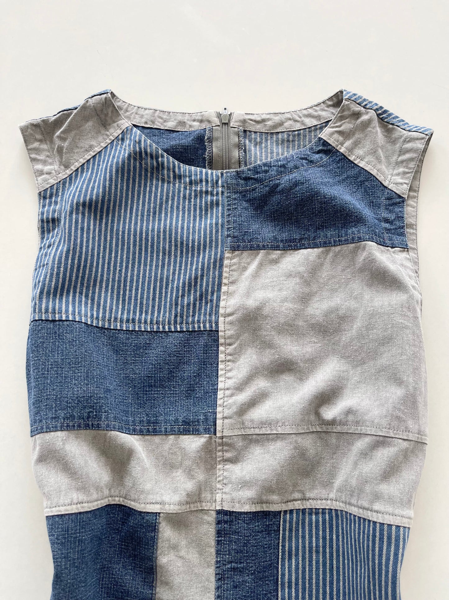 Y2k Patchwork Denim Dress-Bust 40