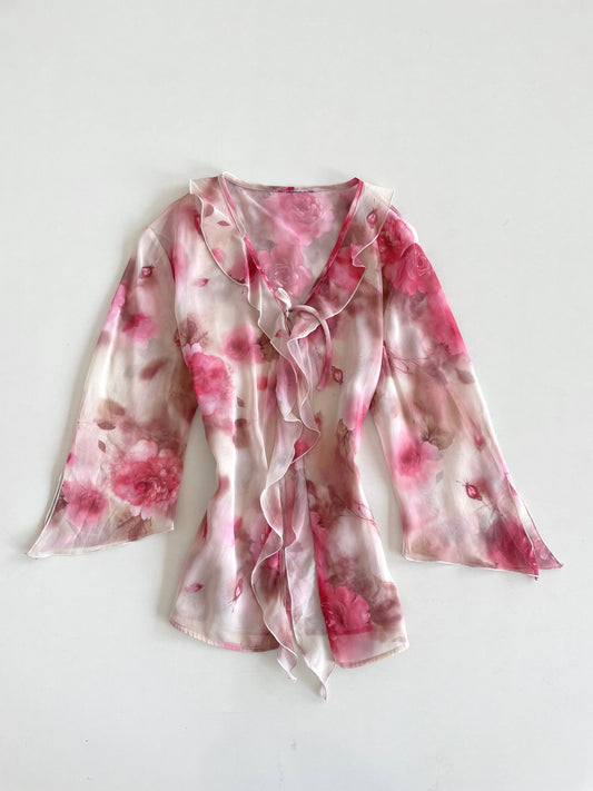 Ruffle Sheer Top-Bust 44