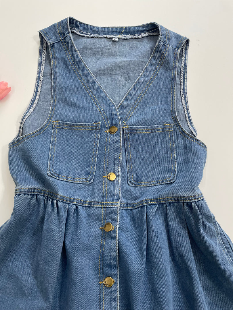 Skater Buttondown Denim Dress-Bust 32