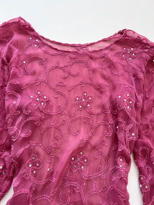 Sheer Embroidered Kurta-Bust 42