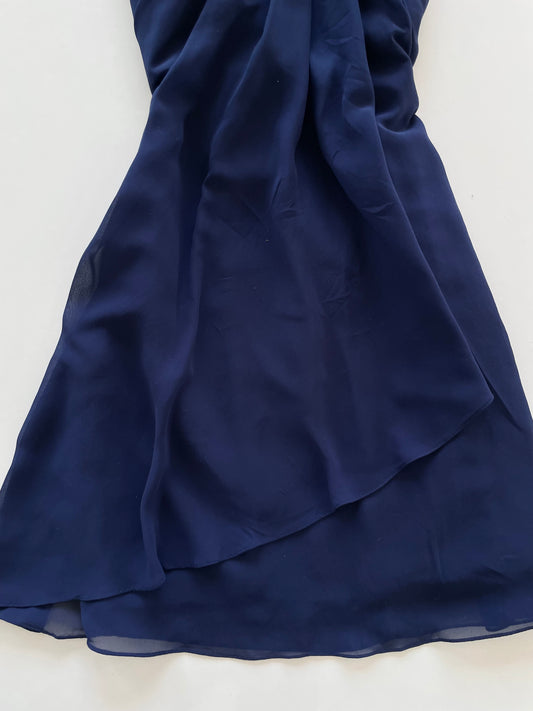 Jora Collection Embroidered Navy Blue Vintage Dress-Bust 32