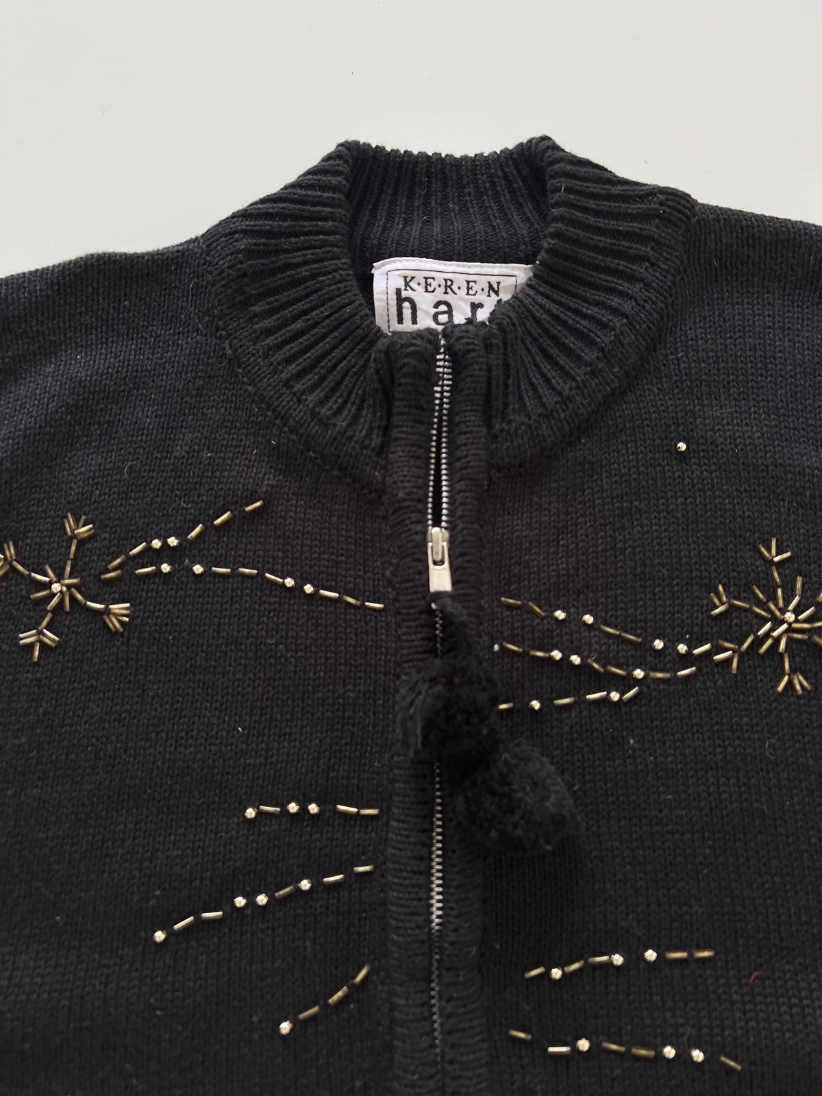 KEREN Hart Embroidered Vest Zipper Sweater-Bust 50