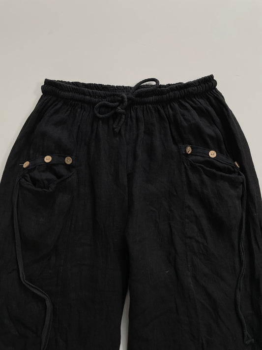 DRAWSTRINGS BLACK PANTS - WAIST 26 TO 36