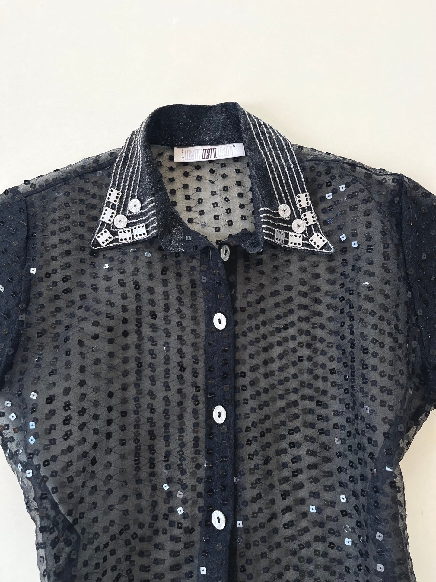 Legatte Sequin Sheer Shirt-Bust 38