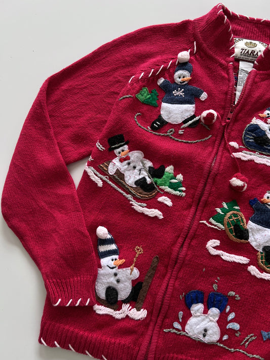 Tiara Christmas Embroidered Sweater Zipper-Bust 44