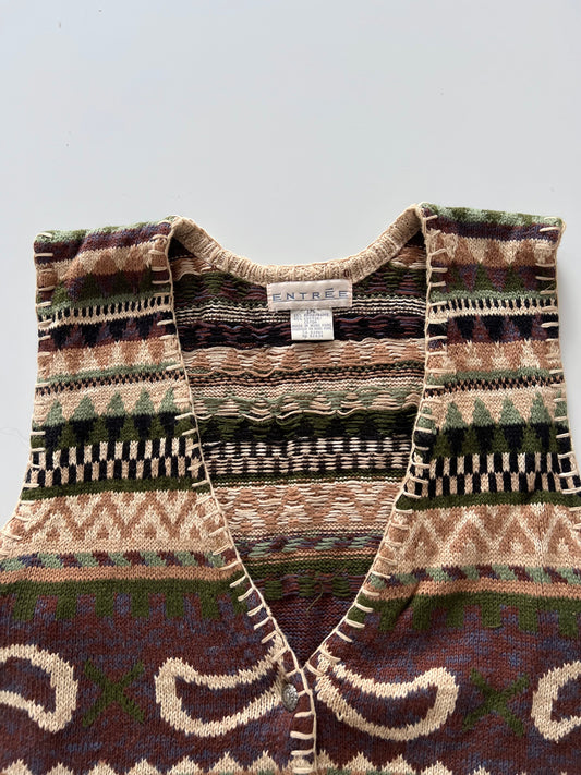 Entree Embroidered Vest Sweater-Bust 46