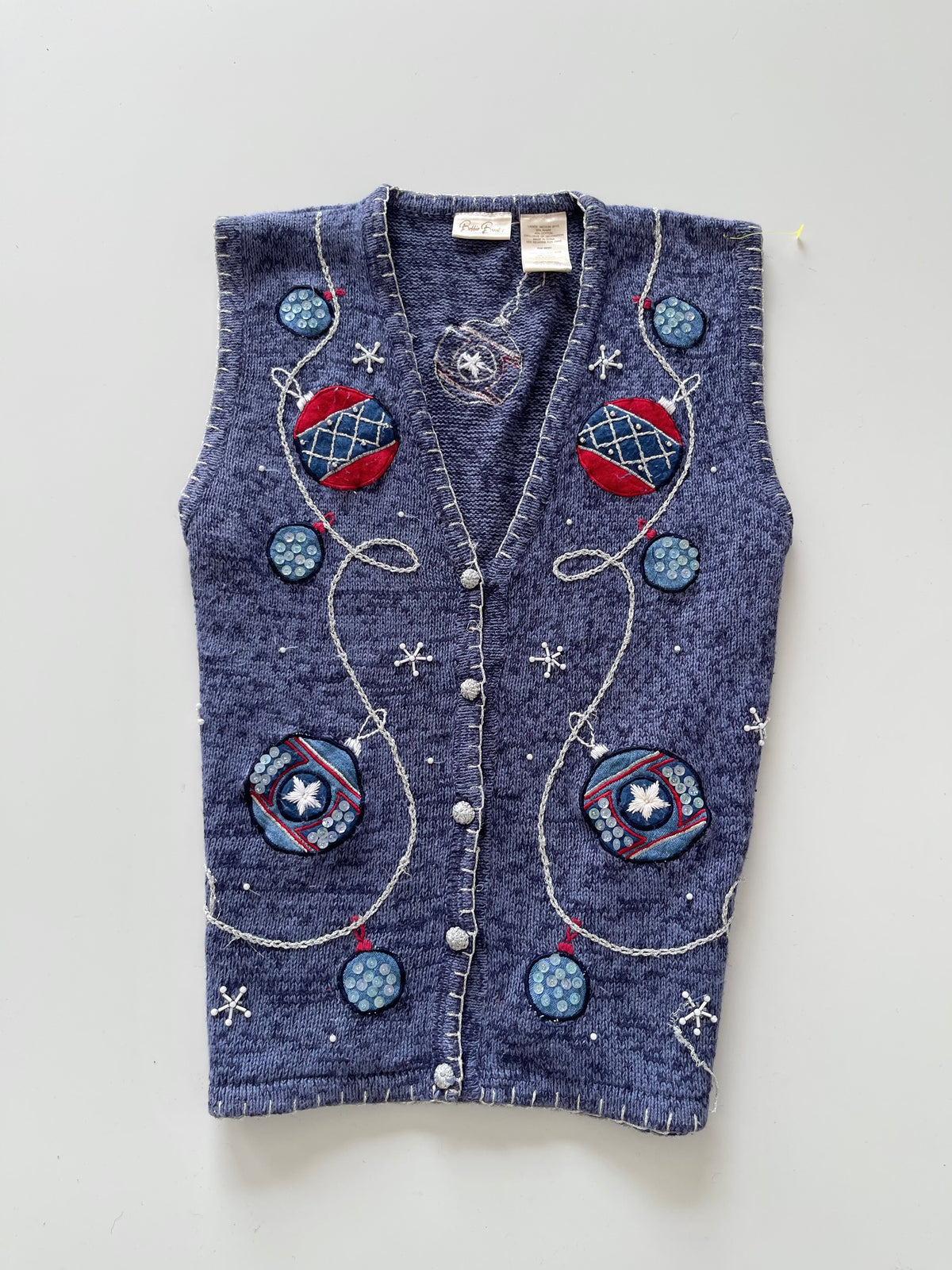 Bobbie Brooks Embroidered Christmas Vest Sweater-Bust 40