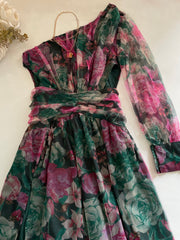 Floral Cutout Tulle Dress-Bust 32