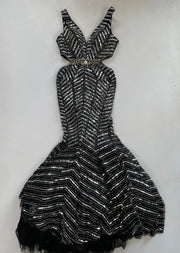 RARE Heavily Embroidered Mermaid Cut Dress-Bust 32