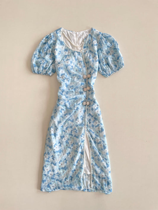 Korean Vintage Pearl Dress-Bust 32
