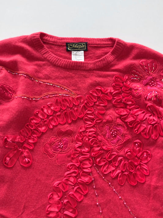 Maple Embroidered Vintage Sweater-Bust 40